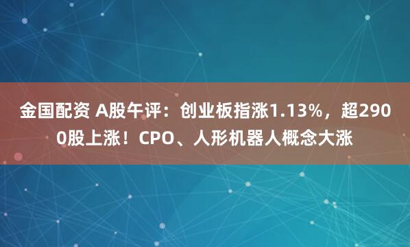 金国配资 A股午评：创业板指涨1.13%，超2900股上涨！CPO、人形机器人概念大涨