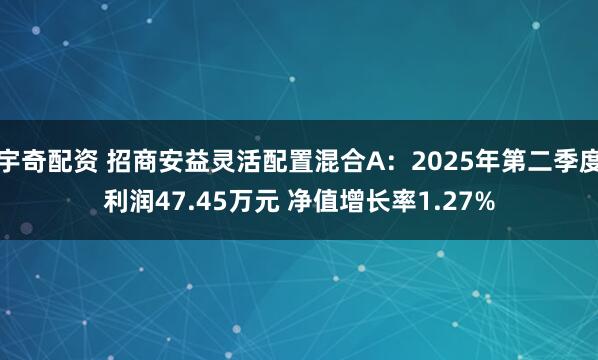 宇奇配资 招商安益灵活配置混合A：2025年第二季度利润47.45万元 净值增长率1.27%
